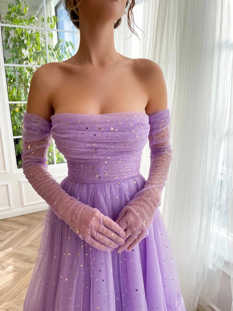 Lilac Starlight Lullaby Midi Prom Dress Women Gown RomanceTulle