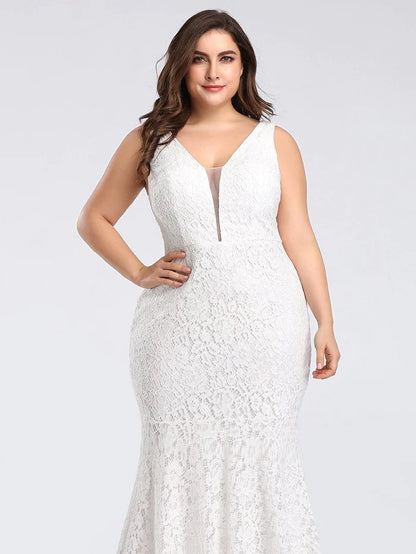 Plus Size Lace Mermaid Formal Evening Dress