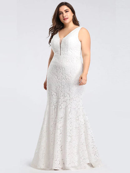 Plus Size Lace Mermaid Formal Evening Dress