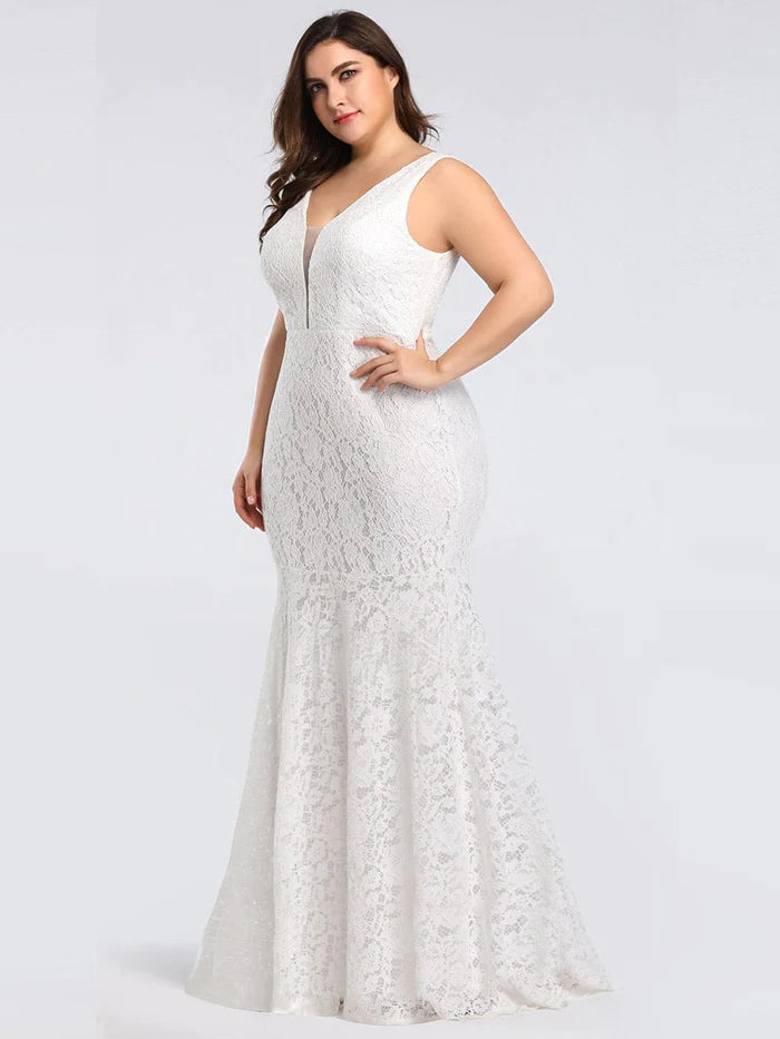 Plus Size Lace Mermaid Formal Evening Dress