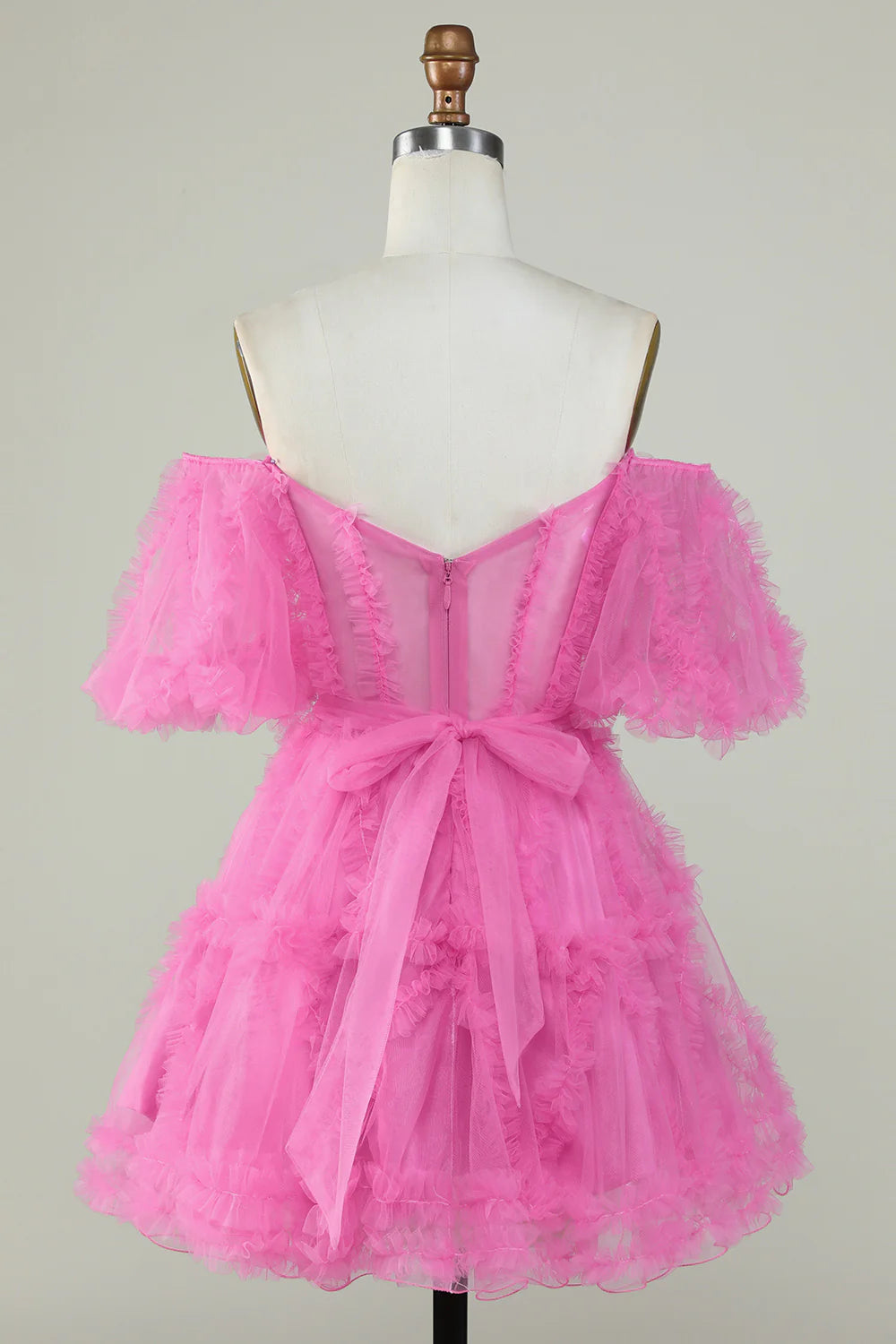 Cute A Line Off the Shoulder Pink Tulle Homecoming Dress Party Dress