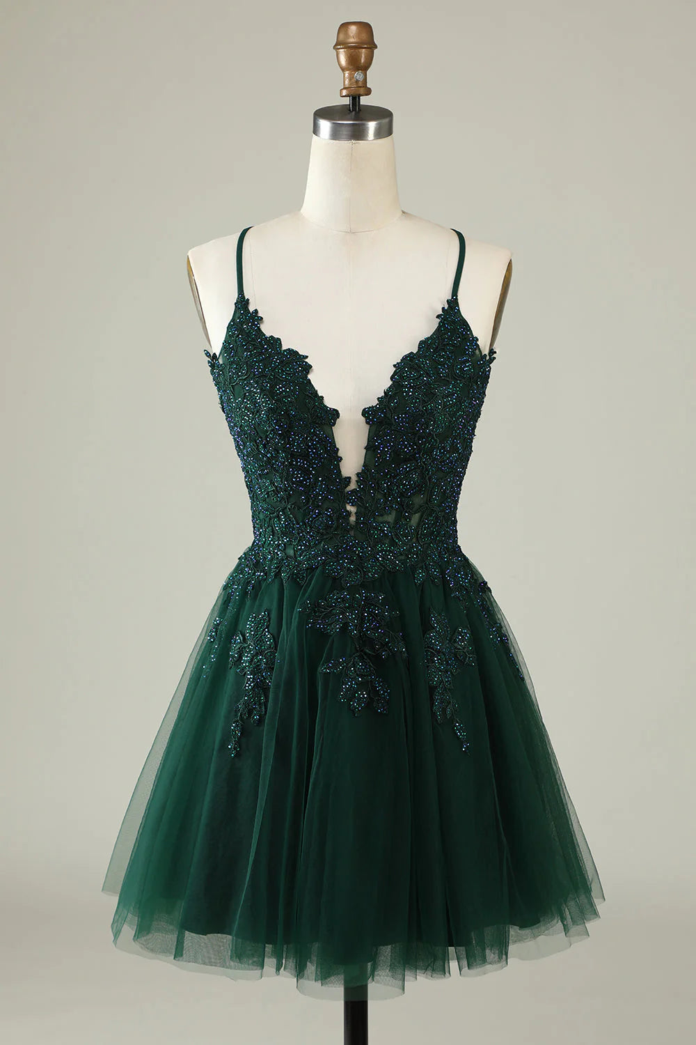 A Line Spaghetti Straps Homecoming Dress With Appliques