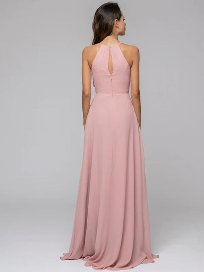 Koutun A Line Halter Chiffon Bridesmaid Dresses With Bow