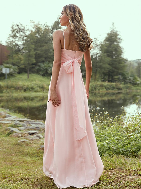 A-Line/Princess Chiffon Sash/Ribbon/Belt Sweetheart Sleeveless Floor-Length Bridesmaid Dresses