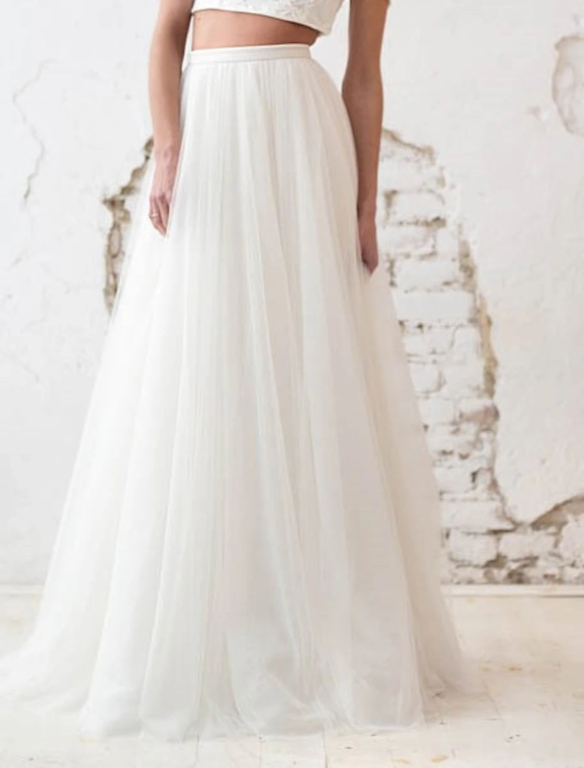 Beach Casual Wedding Dresses A-Line Separates Separates Floor Length Tulle Bridal Skirts Bridal Gowns With Solid Color