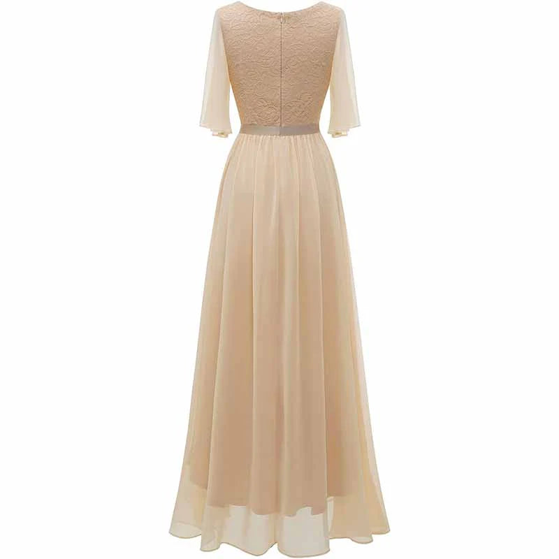 Bridesmaid Dress Short Sleeves Lace Wedding Guest Dress