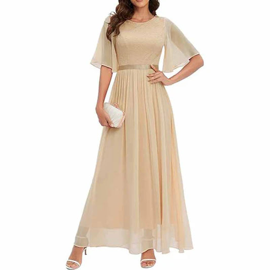 Bridesmaid Dress Short Sleeves Lace Wedding Guest Dress