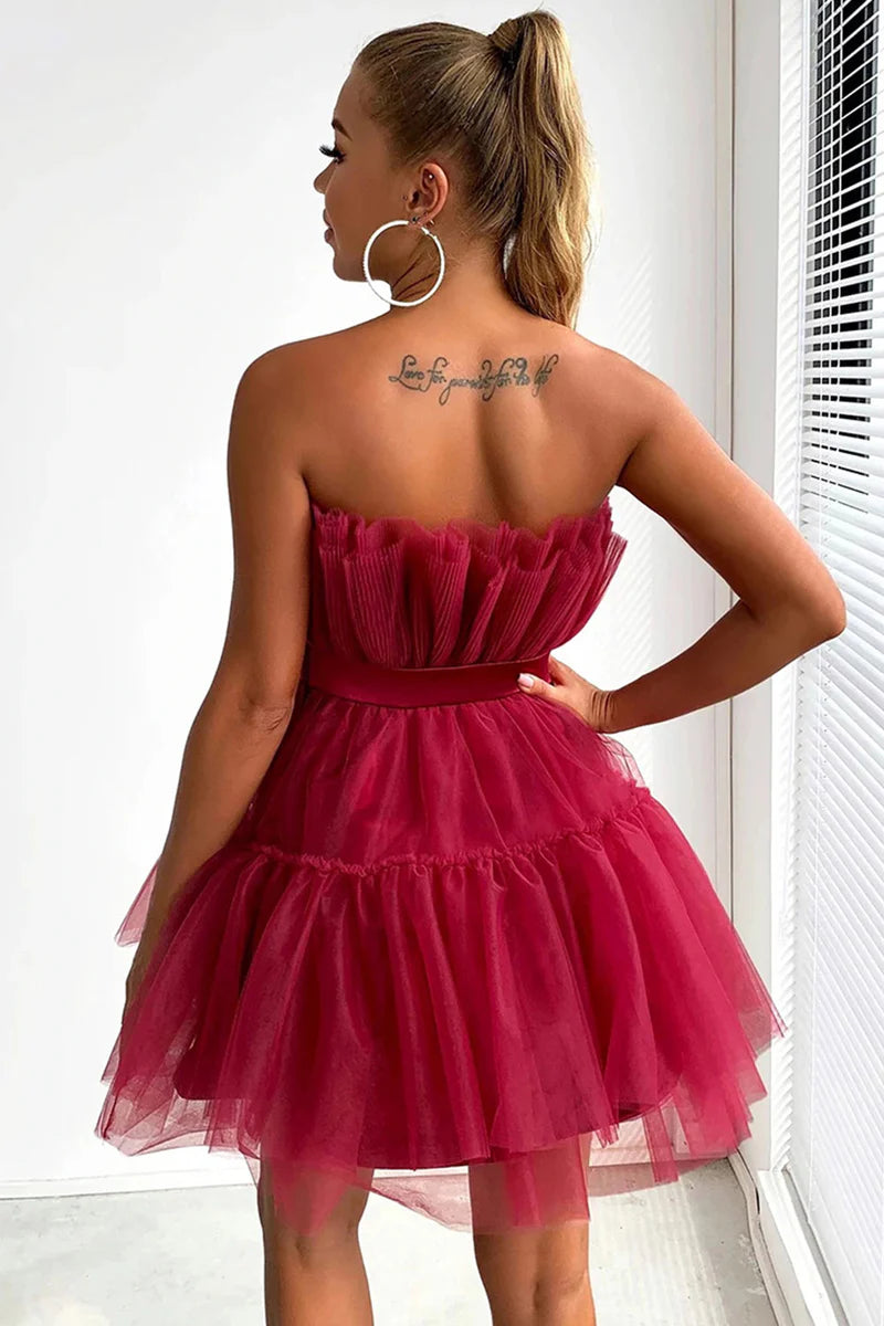 A Line Strapless Black Homecoming Dress