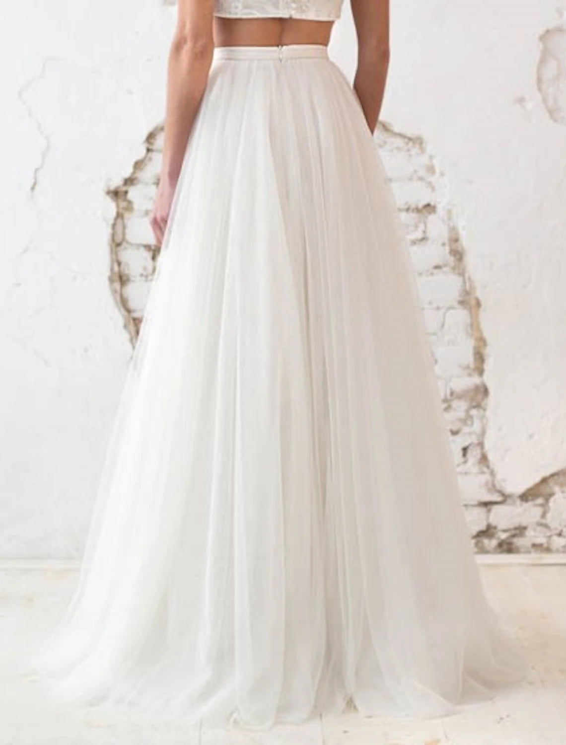 Beach Casual Wedding Dresses A-Line Separates Separates Floor Length Tulle Bridal Skirts Bridal Gowns With Solid Color