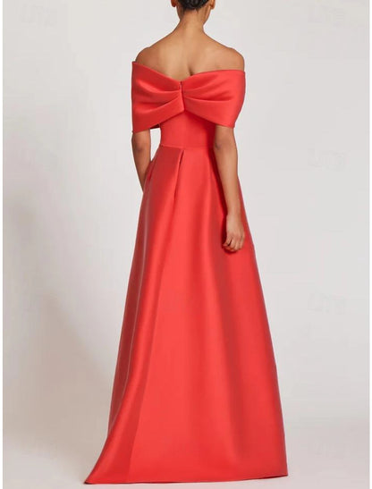 Sheath / Column Evening Gown Elegant Dress Formal Floor Length Sleeveless Off Shoulder Satin with Butterfly