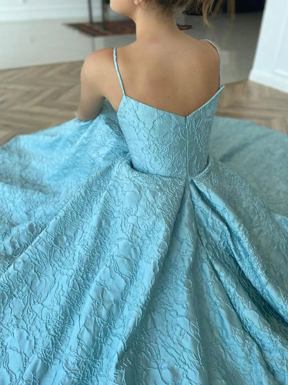 A-Line Dreamy Textured Gown Slip Dress Prom Dress With Slit