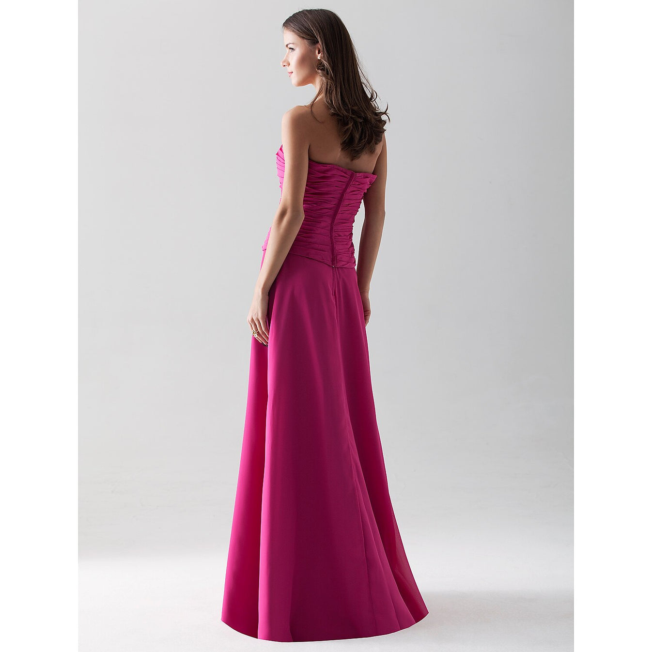 Sheath/Column Strapless Cowl Back Floor-Length Long Bridesmaid Dresses