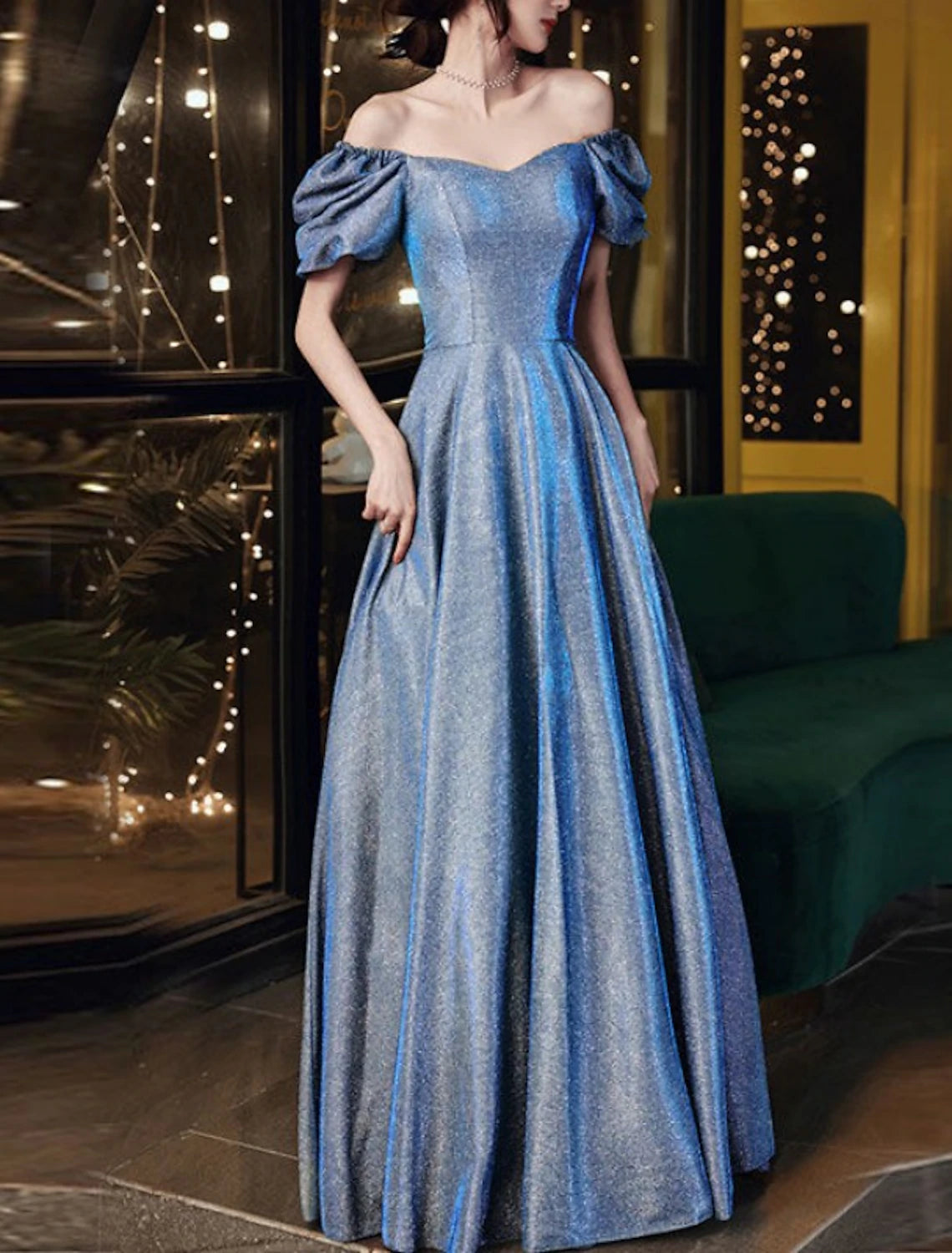 Sheath / Column Bridesmaid Dress Square Neck Short Sleeve Elegant Floor Length Sequined with Pleats / Sequin