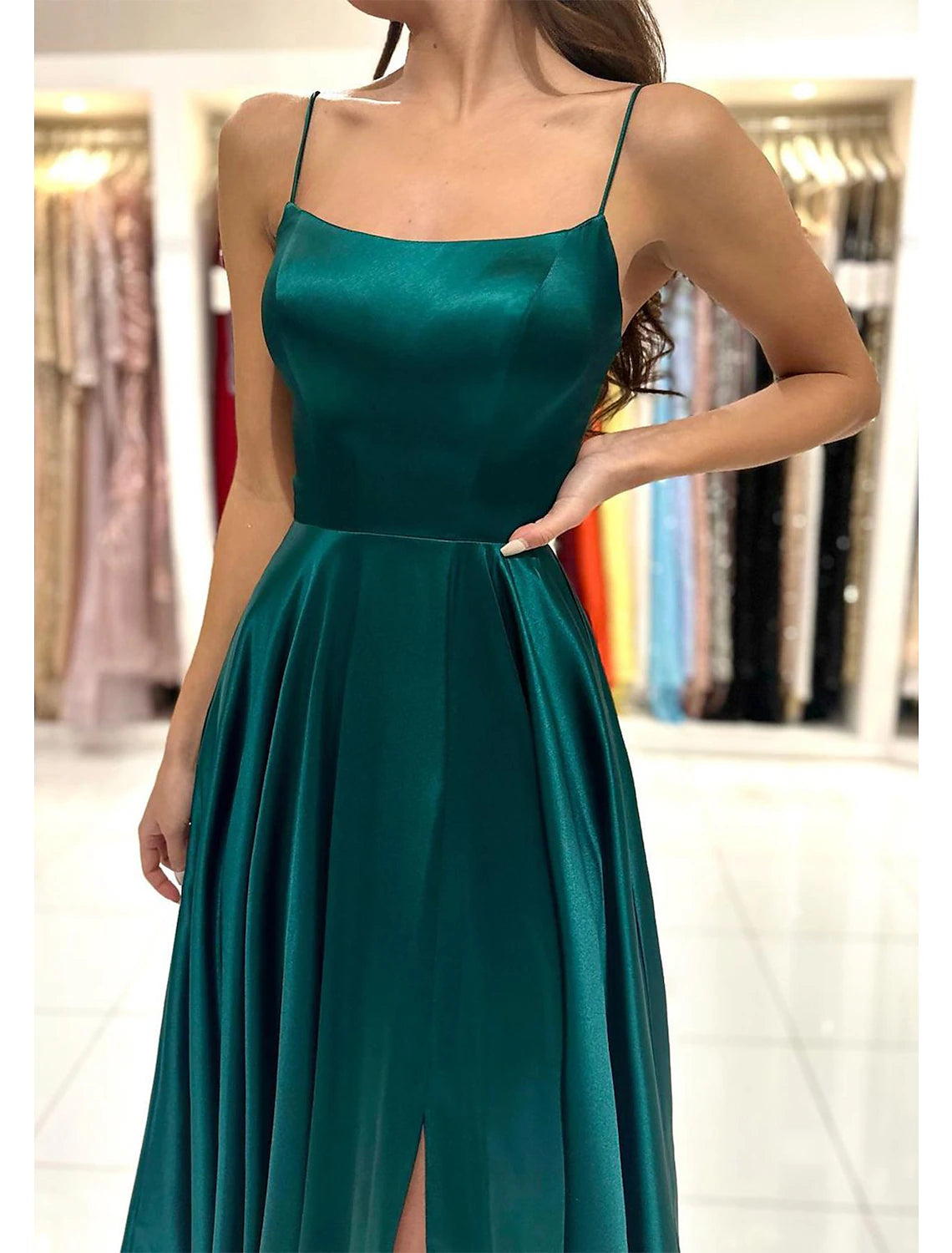 A-Line Prom Dress Red Green Dresses Empire Dress Red Green Dress Formal Prom Floor Length Sleeveless Sweetheart Imitation Silk Backless with Pleats