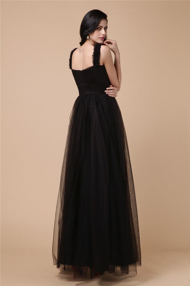 A-Line/Princess Straps Sleeveless Beading Applique Net Dresses