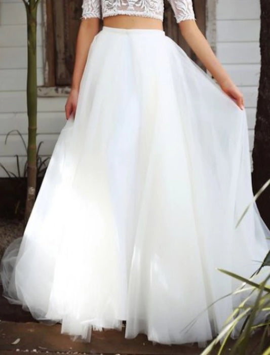 Beach Casual Wedding Dresses A-Line Separates Separates Floor Length Tulle Bridal Skirts Bridal Gowns With Solid Color
