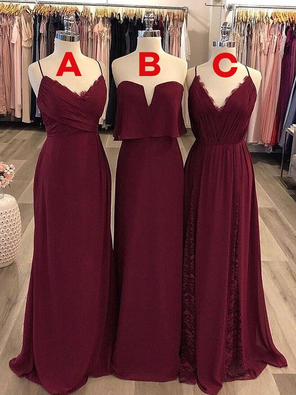 A-Line/Princess Chiffon Ruched V-neck Sleeveless Sweep/Brush Train Bridesmaid Dresses