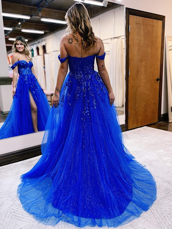 A-Line/Princess Ruched Sequins Sleeveless Halter Sweep/Brush Train Dresses main image 0