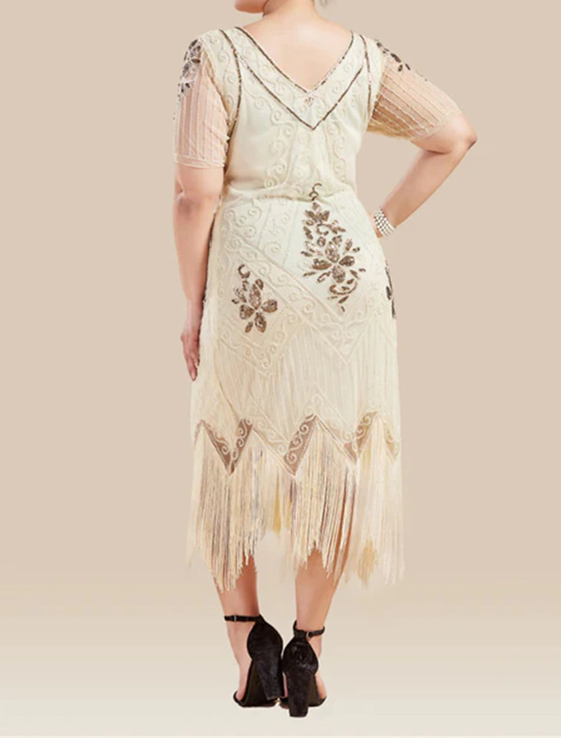 Roaring 20s 1920s Cocktail Dress Vintage Flapper Dress Masquerade Prom Dress Plus Size The Great Gatsby Charleston Women's Sequins Cosplay Costume Carnival Dress Attire Christmas Party Dress