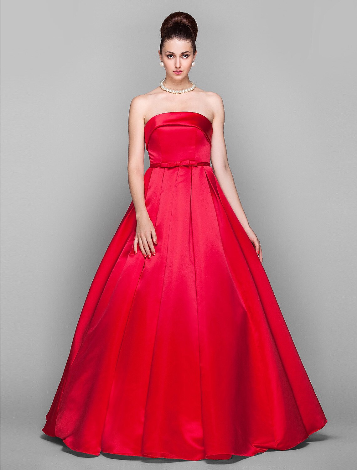 Ball Gown Elegant Dress Quinceanera Floor Length Sleeveless Strapless Satin with Bow(s)