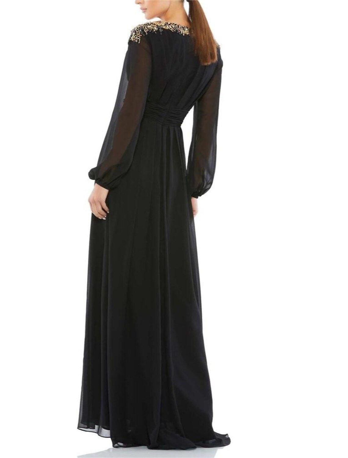 A-Line Mother of the Bride Dress Wedding Guest Vintage Elegant V Neck Knee Length Stretch Chiffon Long Sleeve with Crystals Beading
