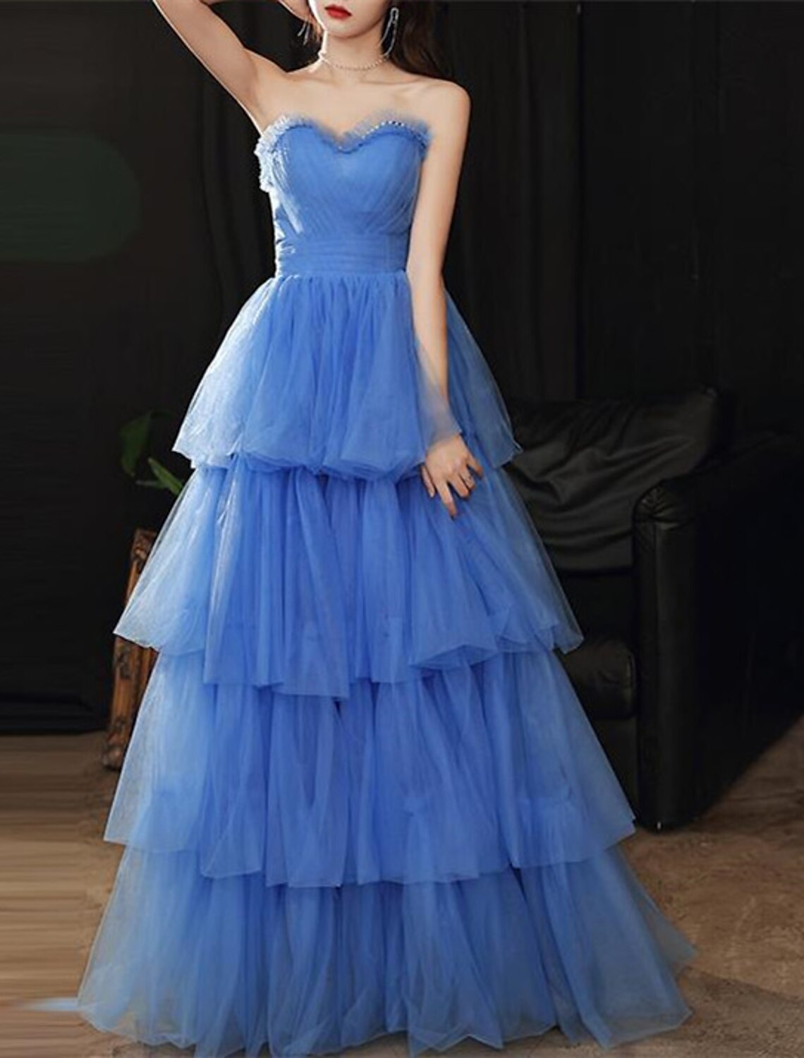 Ball Gown Prom Dresses Maxi Dress Party Wear Wedding Party Floor Length Sleeveless Strapless Polyester with Glitter