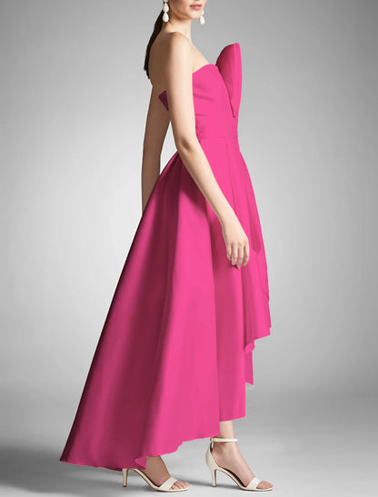 A-Line Prom Dresses Elegant Dress Formal Prom Asymmetrical Sleeveless Strapless Taffeta with Ruched