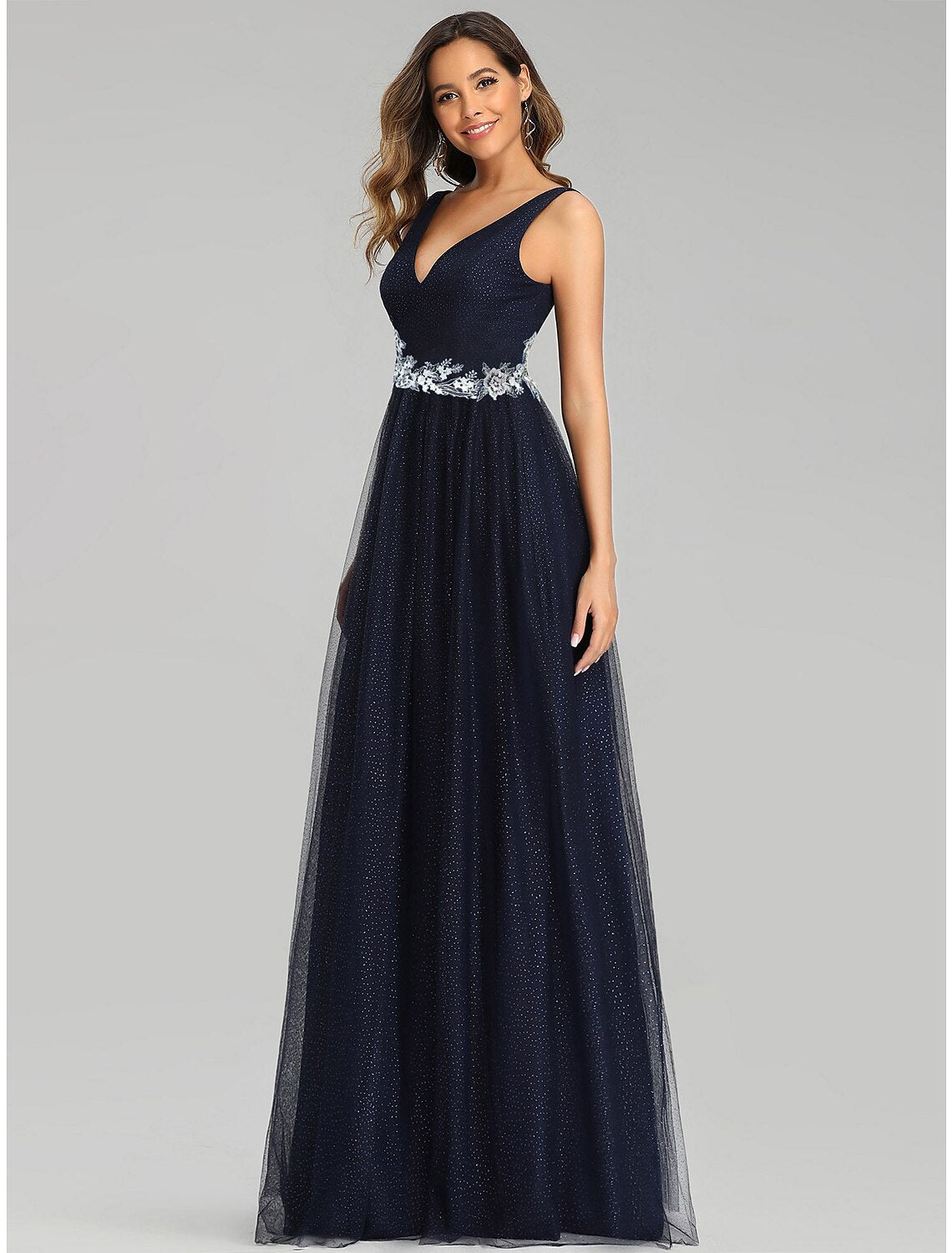 A-Line Prom Dresses Empire Dress Wedding Guest Floor Length Sleeveless