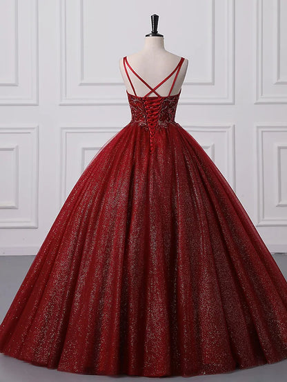 Prom Dresses Princess Dress Graduation Floor Length Sleeveless Spaghetti Strap Lace with Beading Appliques