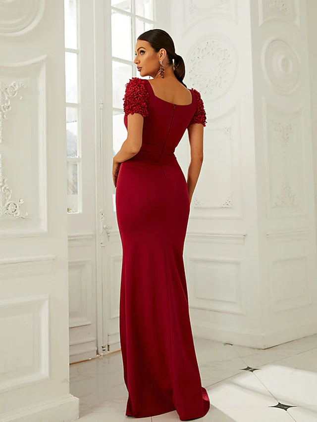 Evening Gown Corsets Dress Formal Floor Length Short Sleeve Square Neck Polyester with Pure