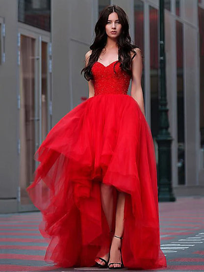 Luxurious Elegant Party Wear Prom Birthday Dress Sweetheart Neckline Sleeveless Floor Length Tulle with Pleats