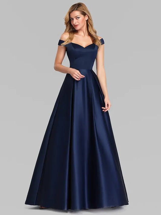 Evening Gown Elegant & Luxurious Dress Wedding Guest Floor Length Sleeveless Plunging Neck Charmeuse with Ruched