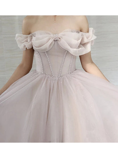 Prom Dresses Empire Dress Prom Short Sleeve Sweetheart Tulle with Pleats Beading