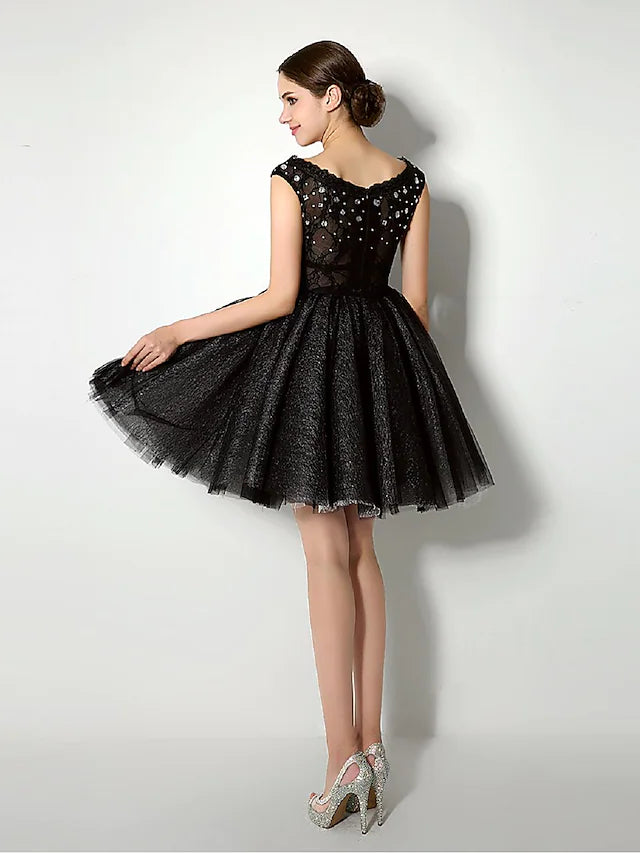 Little Black Dress Dress Cocktail Party Short Mini Sleeveless Bateau N