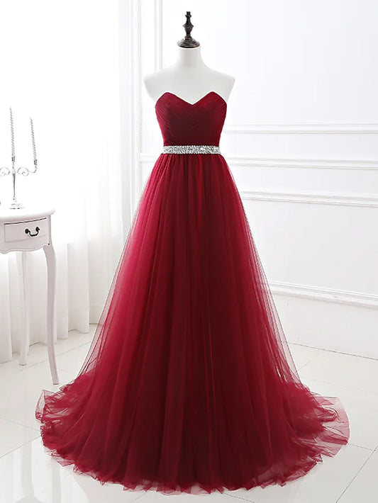 Elegant Quinceanera Prom Valentine's Day Dress Strapless Sleeveless   Satin with Crystals