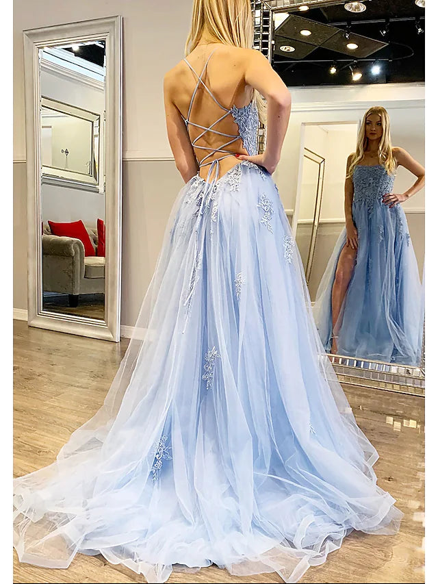 Prom Dresses Puffy Dress Formal Floor Length Sleeveless Sweetheart Tulle Backless with Appliques