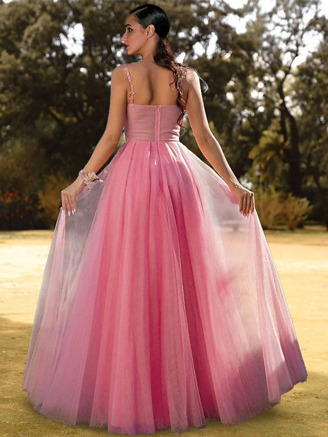 Corsets Puffy Prom Birthday Dress Sweetheart Neckline Sleeveless Floor Length Tulle with Appliques Pure