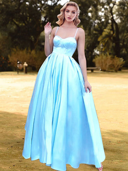 Prom Dresses Minimalist Dress Engagement Ankle Length Sleeveless Strapless Satin with Pleats