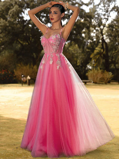 Corsets Puffy Prom Birthday Dress Sweetheart Neckline Sleeveless Floor Length Tulle with Appliques Pure