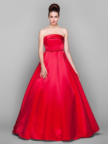 Elegant Dress Quinceanera Floor Length Sleeveless Strapless Satin with Bow(s)