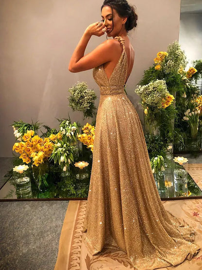 Prom Dresses Luxurious Dress Homecoming  Sleeveless Spaghetti Strap Stretch Satin Backless with Sequin