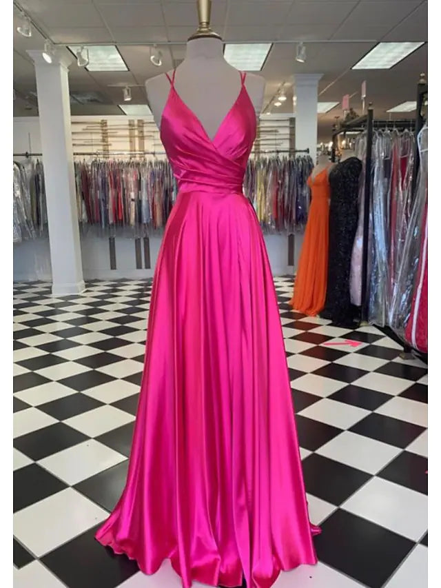 Prom Dresses Sexy Dress Formal Floor Length Sleeveless Spaghetti Strap Charmeuse with Slit