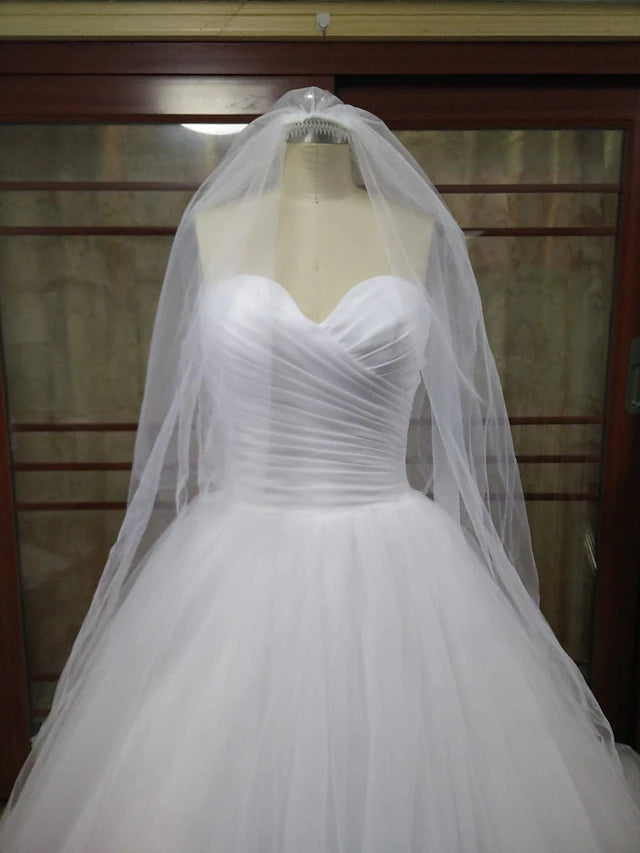 Engagement Open Back Formal Wedding Dresses Court Train Ball Gown Strapless Strapless Tulle With Ruched