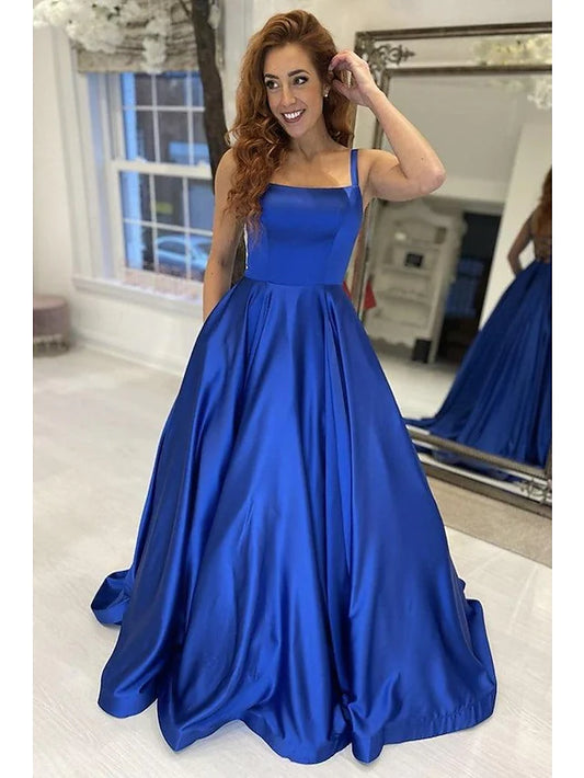 Prom Dresses Princess Dress Formal  Sleeveless Strapless Satin Backless with Pleats