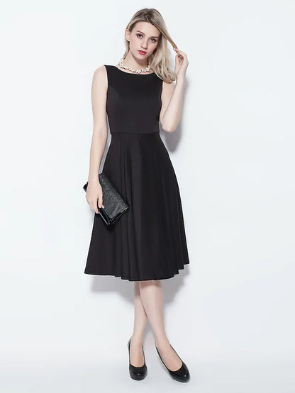 Ball Gown Dress Cocktail Party Knee Length Sleeveless Jewel Neck Cotton