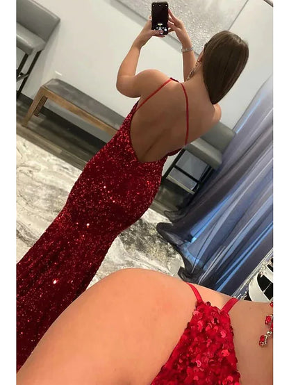 Prom Dresses Sexy Dress Formal Floor Length Sleeveless One Shoulder Sequined Backless with Sequin