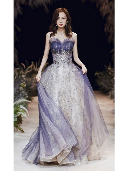 Sparkle Elegant Wedding Guest Prom Formal Evening Dress Strapless Sleeveless Floor Length Satin